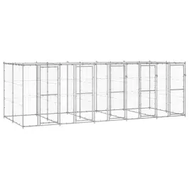 Suņu Voljērs Ar Jumtu, 12,1 M², Cinkots Tērauds Vidaxl