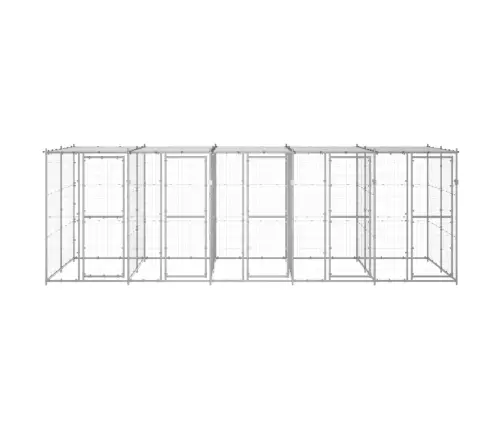 Suņu Voljērs Ar Jumtu, 12,1 M², Cinkots Tērauds Vidaxl