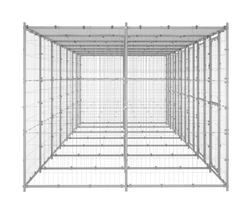 Suņu Voljērs Ar Jumtu, 16,94 M², Cinkots Tērauds Vidaxl