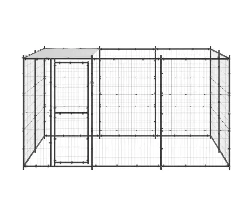 Suņu Voljērs Ar Jumtu, 7,26 M², Tērauds Vidaxl