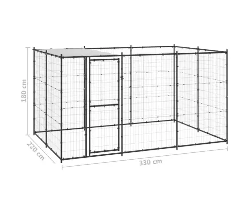 Suņu Voljērs Ar Jumtu, 7,26 M², Tērauds Vidaxl
