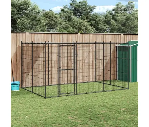 Suņu Voljērs Ar Jumtu, 7,26 M², Tērauds Vidaxl