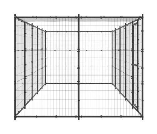 Suņu Voljērs Ar Jumtu, 12,1 M², Tērauds Vidaxl