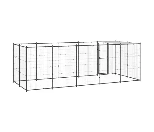 Suņu Voljērs Ar Jumtu, 12,1 M², Tērauds Vidaxl