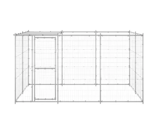 Suņu Voljērs Ar Jumtu, 7,26 M², Cinkots Tērauds Vidaxl