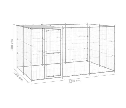 Suņu Voljērs Ar Jumtu, 7,26 M², Cinkots Tērauds Vidaxl