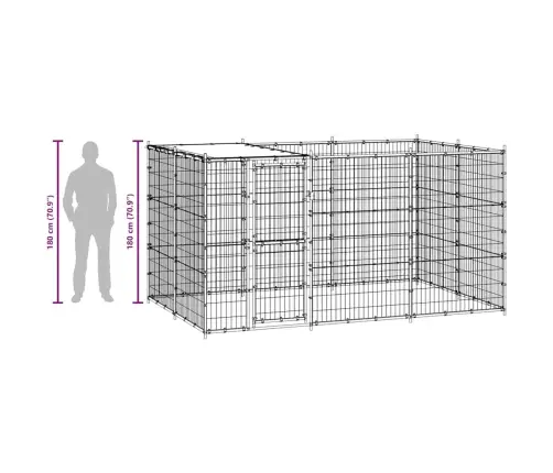 Suņu Voljērs Ar Jumtu, 7,26 M², Cinkots Tērauds Vidaxl