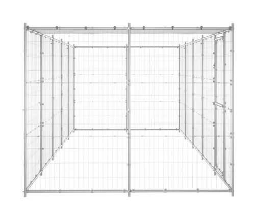 Lauko Voljeras Šunims Su Stogu, Galvanizuotas Plienas, 12,1M²