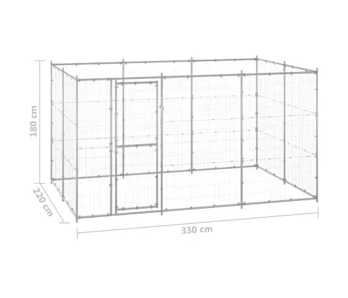 Lauko Voljeras Šunims, Galvanizuotas Plienas, 7,26M²