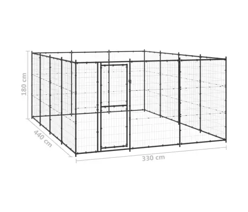 Suņu Voljērs, 14,52 M², Tērauds Vidaxl