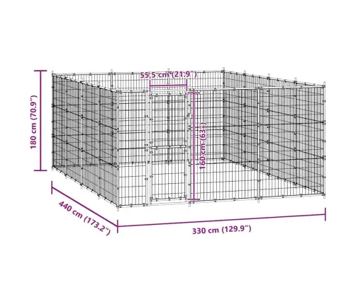 Suņu Voljērs, 14,52 M², Tērauds Vidaxl