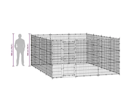 Suņu Voljērs, 14,52 M², Tērauds Vidaxl