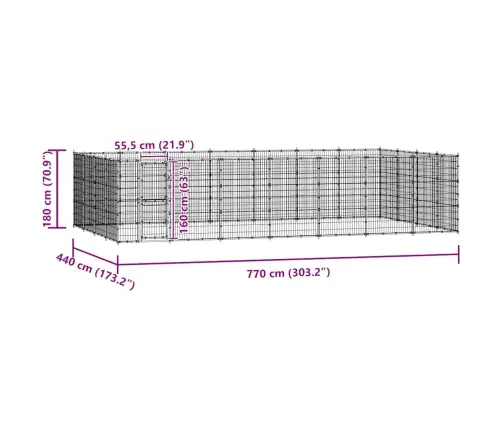 Suņu Voljērs, 33,88 M², Tērauds Vidaxl