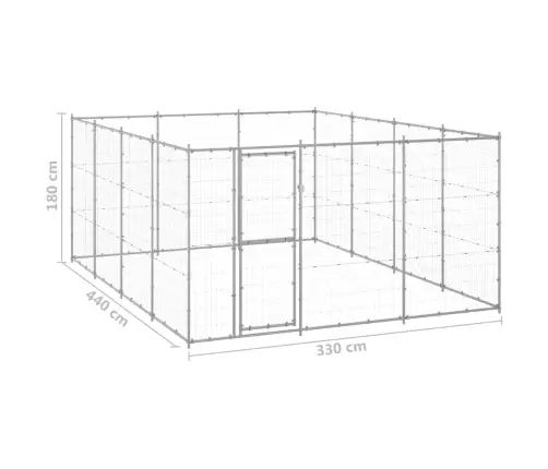 Suņu Voljērs, 14,52 M², Cinkots Tērauds Vidaxl