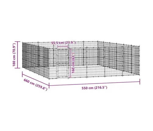 Suņu Voljērs, 36,3 M², Tērauds Vidaxl