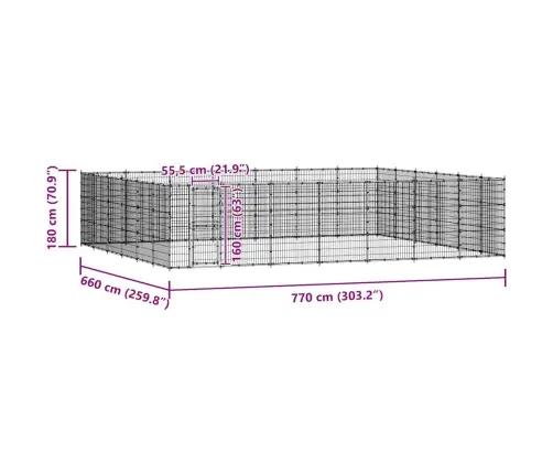 Suņu Voljērs, 50,82 M², Tērauds Vidaxl