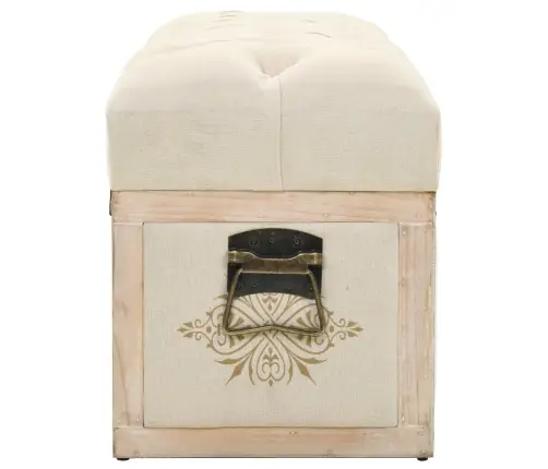 Suoliukas Daiktadėžei, 110 cm Kreminės Spalvos, Eglės Medienos Masyvas Ir Audinys