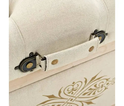 Suoliukas Daiktadėžei, 110 cm Kreminės Spalvos, Eglės Medienos Masyvas Ir Audinys