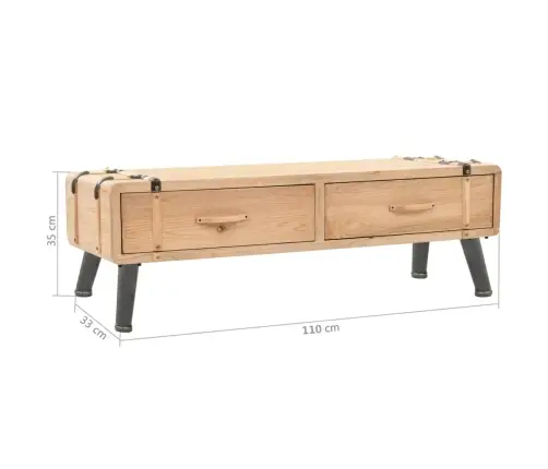 Tv Skapītis, 110X33X35 Cm, Egles Masīvkoks Vidaxl