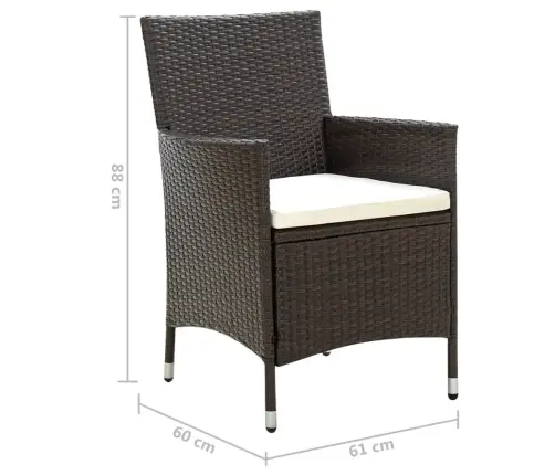 Dārza Krēsli, 4 Gab., Ar Matračiem, Pe Rotangpalma, Brūni Vidaxl