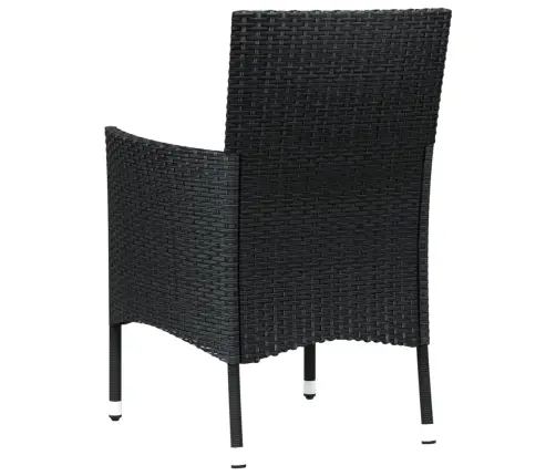 Sodo Kėdės Su Pagalvėlėmis, 4Vnt., Juodos Spalvos, Poliratanas