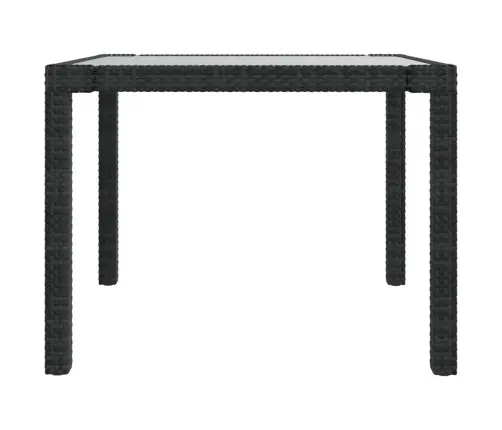 Sodo Stalas, Juodas, 90X90X75cm Grūdintas Stiklas/Poliratanas