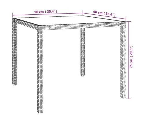 Aialaud 90 X 90 X 75 cm Karastatud Klaas Ja Polürotang, Hal