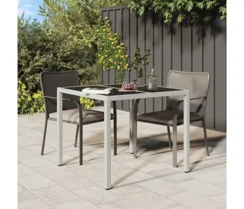 Dārza Galds, 90X90X75 Cm, Rūdīts Stikls Un Mākslīgā Rotangpalma Vidaxl