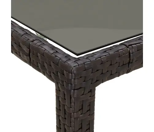 Dārza Galds, 150X90X75 Cm, Rūdīts Stikls, Brūna Pe Rotangpalma Vidaxl Dārza Galds, 150X90X75 Cm, Rūdīts Stikls, Brūna Pe Rotangpalma Vidaxl