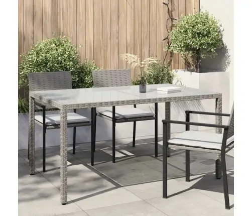Dārza Galds, 150X90X75 Cm, Rūdīts Stikls, Pelēka Pe Rotangpalma Vidaxl Dārza Galds, 150X90X75 Cm, Rūdīts Stikls, Pelēka Pe Rotangpalma Vidaxl