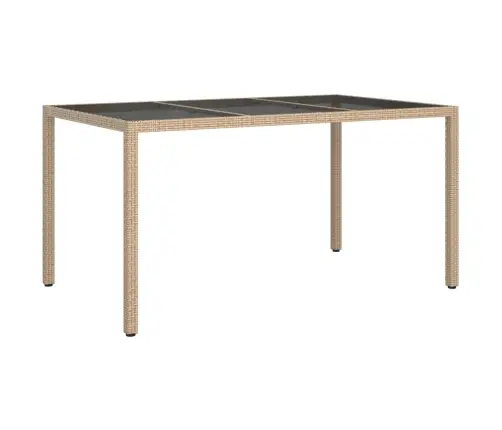 Sodo Stalas, Smėlio, 150X90X75cm Grūdintas Stiklas/Poliratanas