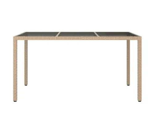 Sodo Stalas, Smėlio, 150X90X75cm Grūdintas Stiklas/Poliratanas