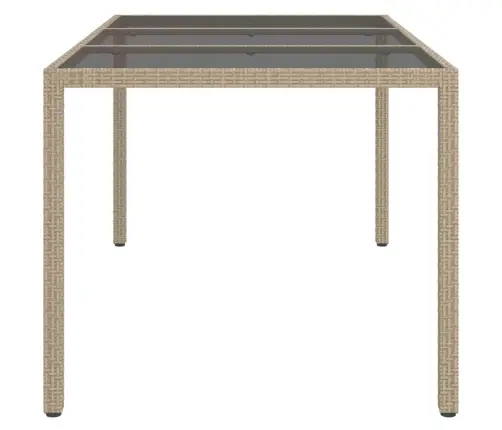 Sodo Stalas, Smėlio, 150X90X75cm Grūdintas Stiklas/Poliratanas