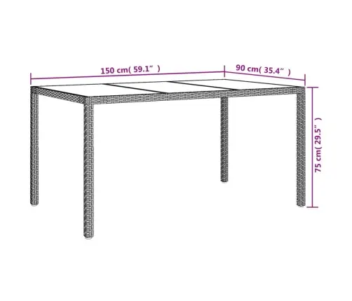 Sodo Stalas, Smėlio, 150X90X75cm Grūdintas Stiklas/Poliratanas