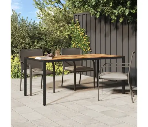 Sodo Stalas, Juodas, 190X90X75cm Poliratanas Ir Akacija Sodo Stalas, Juodas, 190X90X75cm Poliratanas Ir Akacija