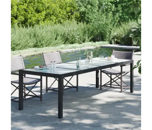 Dārza Galds, 250X100X75 Cm, Rūdīts Stikls, Melna Pe Rotangpalma Vidaxl