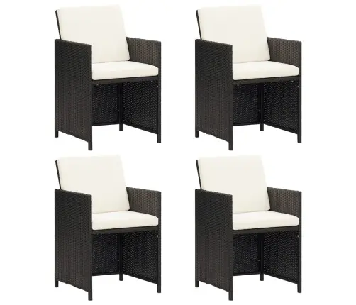 Sodo Kėdės, 4Vnt., Juodos Spalvos, Poliratanas