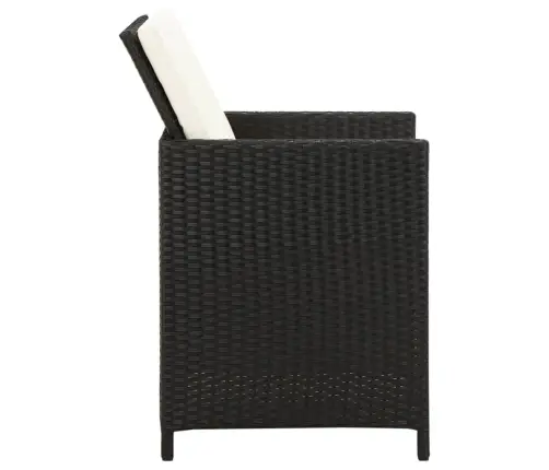 Kėdžių Ir Taburečių Komplektas, 4 Dalių, Juodas, Poliratanas Kėdžių Ir Taburečių Komplektas, 4 Dalių, Juodas, Poliratanas