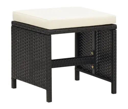 Kėdžių Ir Taburečių Komplektas, 4 Dalių, Juodas, Poliratanas Kėdžių Ir Taburečių Komplektas, 4 Dalių, Juodas, Poliratanas