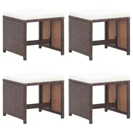 Dārza Soliņi, 4 Gab., Ar Matračiem, Pe Rotangpalma, Brūni Vidaxl