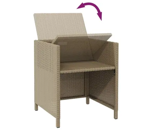 Dārza Krēsli Ar Soliņiem, 2 Gab., Bēša Pe Rotangpalma Vidaxl