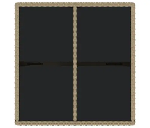 Dārza Galds, Bēšs, 109X107X74 Cm, Pe Rotangpalma, Stikls Vidaxl