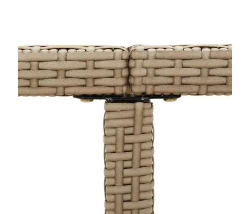 Dārza Galds, Bēšs, 109X107X74 Cm, Pe Rotangpalma, Stikls Vidaxl