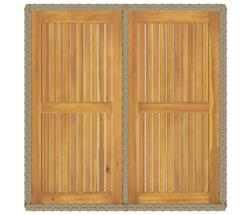 Sodo Stalas, Smėlio, 109X107X74cm Poliratanas Ir Akacija