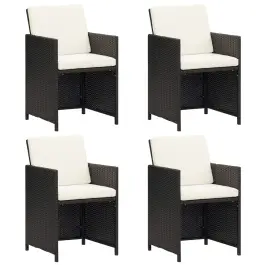 Dārza Krēsli Ar Matračiem, 4 Gab., Pe Rotangpalma, Melni Vidaxl