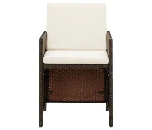 Sodo Valgomojo Kėdės Su Pagalvėmis, 4Vnt., Rudos, Poliratanas