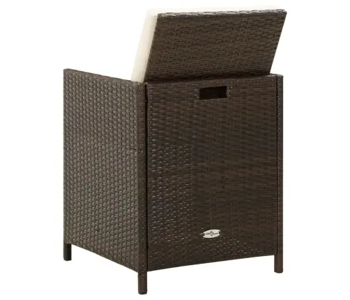 Sodo Valgomojo Kėdės Su Pagalvėmis, 4Vnt., Rudos, Poliratanas