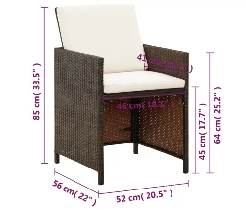 Sodo Valgomojo Kėdės Su Pagalvėmis, 4Vnt., Rudos, Poliratanas