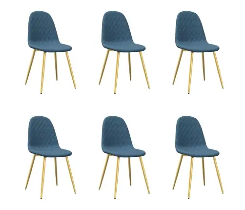 Virtuves Krēsli, 6 Gab., Zils Samts Vidaxl