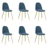 Virtuves Krēsli, 6 Gab., Zils Samts Vidaxl